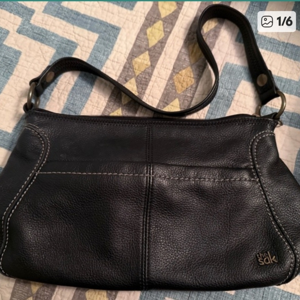 The Sak Black Satchel with Textured Leather and Relaxed Style